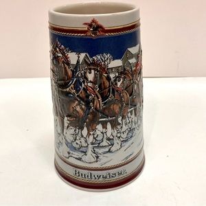 Vintage Budweiser 1989 Collector Series Holiday Christmas Stein Clydesdale Mug
